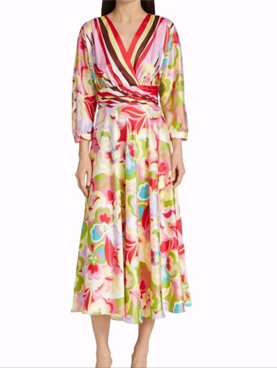 Teri Jon Dresses & Skirts - Rickie Freeman by Teri Jon Women's Yellow Floral V-Neck Dress Size 8